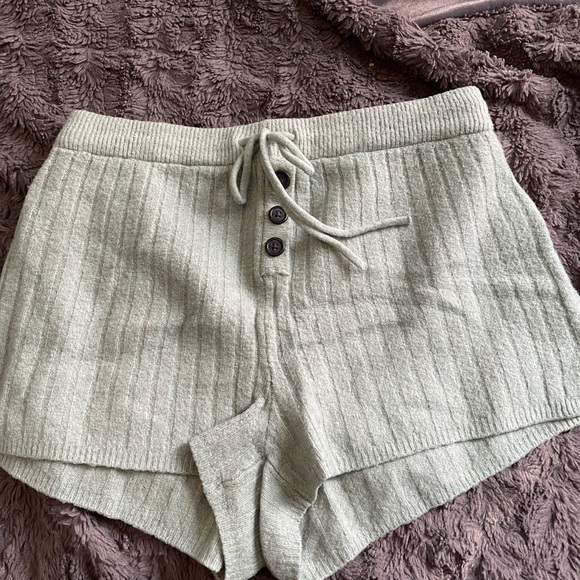 Sage green shorts/sweater pajama set. - Picture 3 of 6